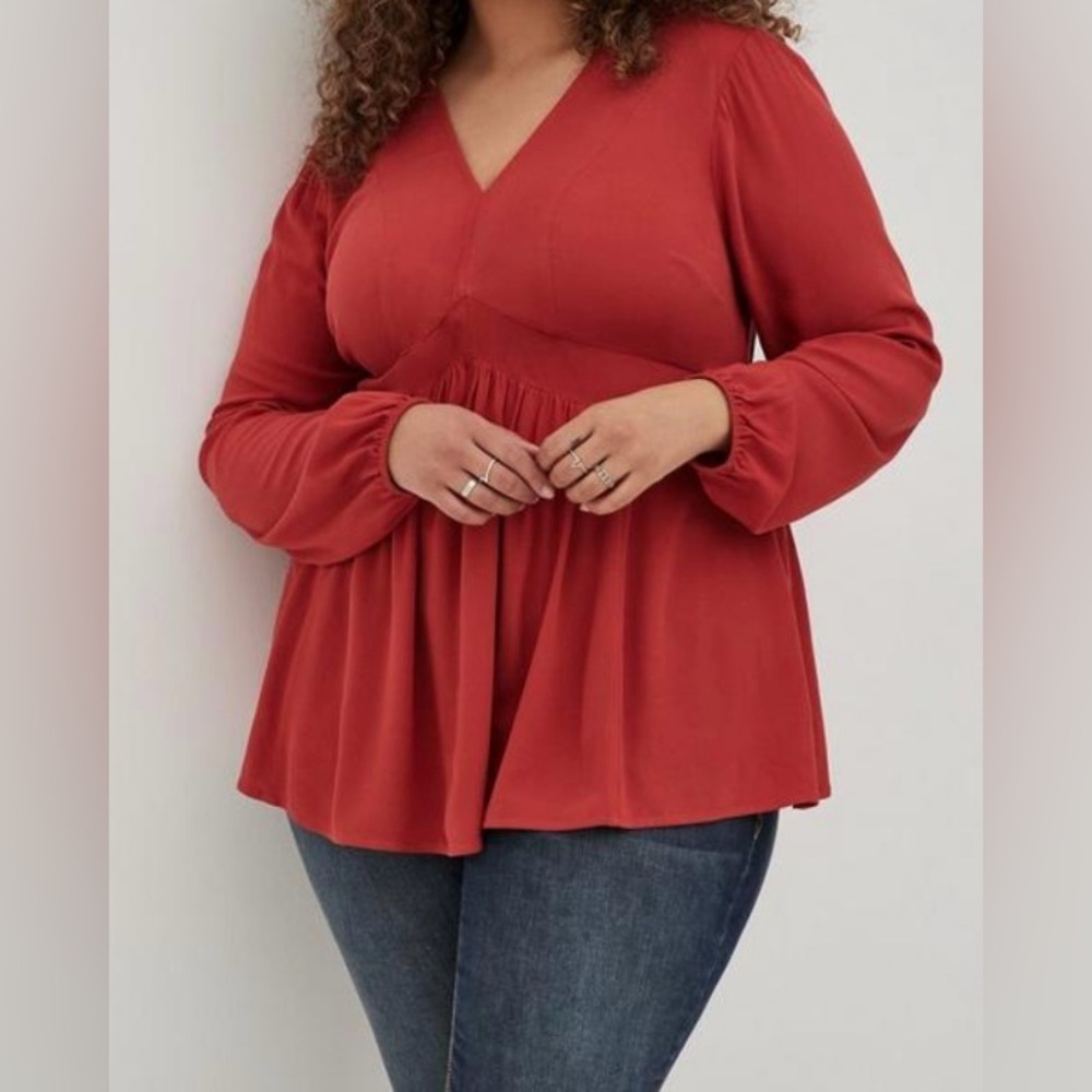 TORRID Babydoll Rayon Crepe Top Size‎ 4X Rust Color